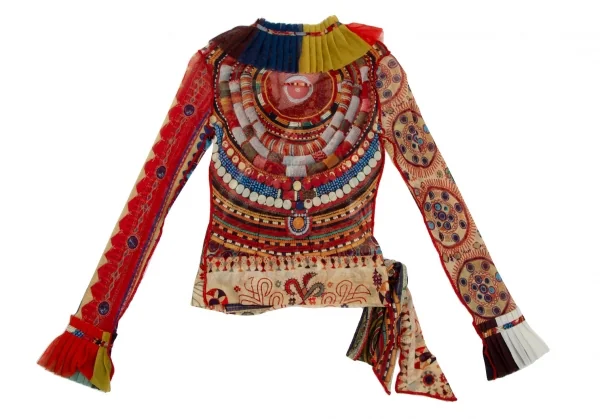 Jean-Paul GAULTIER FEMME Graphic Print Mesh Cardigan K-111740_010