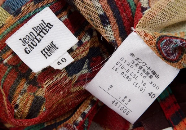 Jean-Paul GAULTIER FEMME Graphic Print Mesh Cardigan K-111740_015