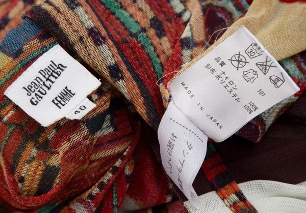 Jean-Paul GAULTIER FEMME Graphic Print Mesh Cardigan K-111740_016