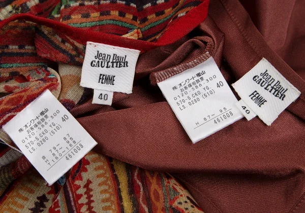 ジャンポールゴルチエ ファムJean Paul GAULTIER FEMME ビーズグラフィックプリントパワーネットノースリーブワンピース マルチ40 K-111741_015