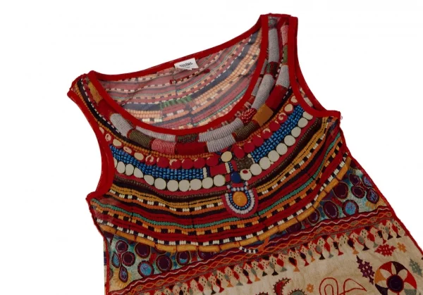 ジャンポールゴルチエ ファムJean Paul GAULTIER FEMME ビーズグラフィックプリントパワーネットノースリーブワンピース マルチ40 K-111741_003