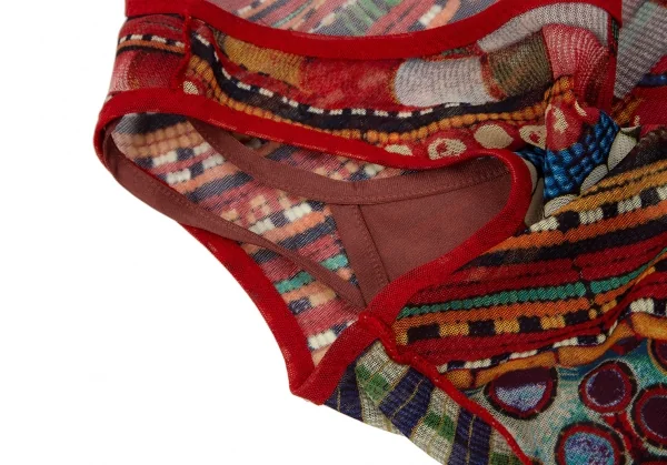 ジャンポールゴルチエ ファムJean Paul GAULTIER FEMME ビーズグラフィックプリントパワーネットノースリーブワンピース マルチ40 K-111741_005