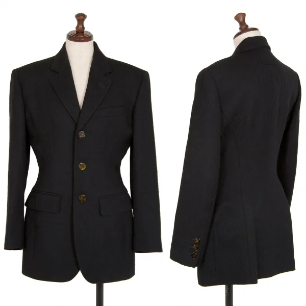 ジャンポールゴルチエ ファムJean Paul GAULTIER FEMME ウールネイティブジャガードジャケット 黒40 K-111756_001