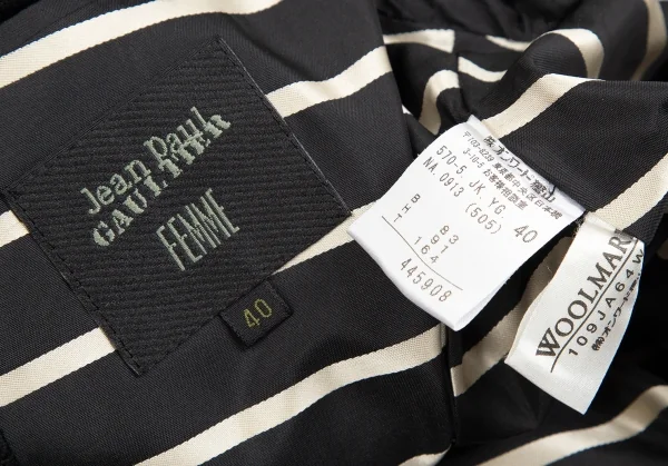 ジャンポールゴルチエ ファムJean Paul GAULTIER FEMME ウールネイティブジャガードジャケット 黒40 K-111756_019