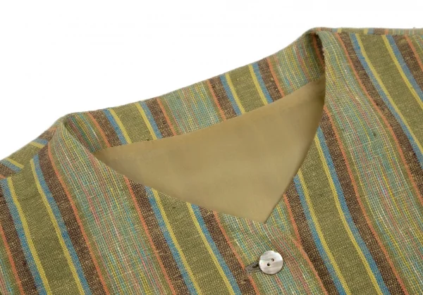 ケンゾーコンポジションKENZO Composition コットンストライプ織りベスト 緑38 K-111793_003