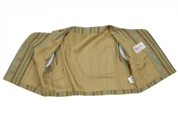 ケンゾーコンポジションKENZO Composition コットンストライプ織りベスト 緑38 K-111793_007