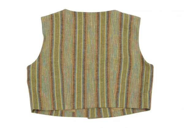 ケンゾーコンポジションKENZO Composition コットンストライプ織りベスト 緑38 K-111793_008