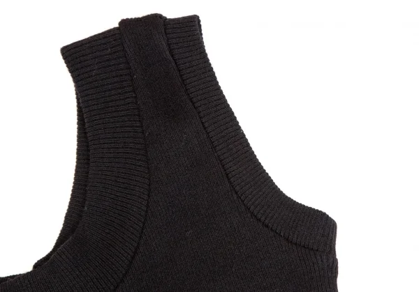 ワイズY's フレア異素材切替ノースリーブリブニットワンピース 黒朱赤M位 K-111820_005