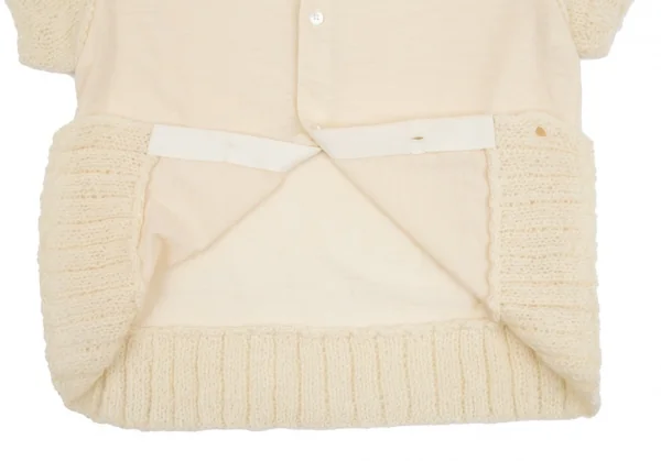 トリココムデギャルソンtricot COMME des GARCONS ローゲージ切替ニット半袖カーディガン クリームM位 K-111826_011