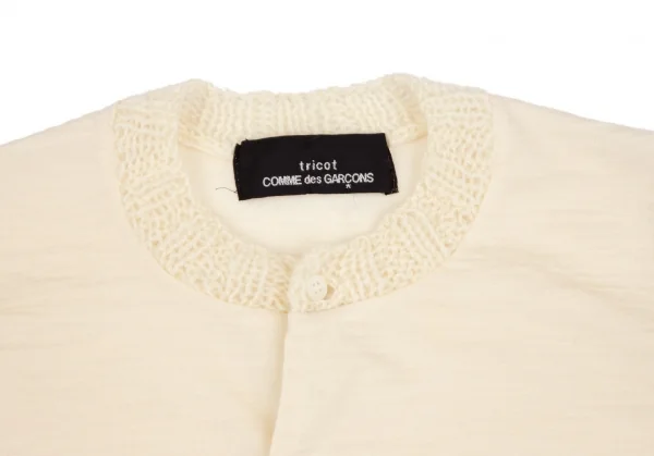 トリココムデギャルソンtricot COMME des GARCONS ローゲージ切替ニット半袖カーディガン クリームM位 K-111826_003