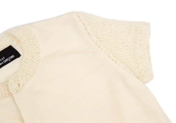 トリココムデギャルソンtricot COMME des GARCONS ローゲージ切替ニット半袖カーディガン クリームM位 K-111826_005