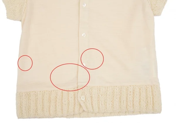 トリココムデギャルソンtricot COMME des GARCONS ローゲージ切替ニット半袖カーディガン クリームM位 K-111826_006