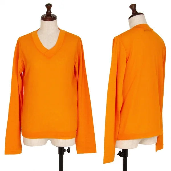tricot COMME des GARCONS Dyed Mesh Layered V Neck T Shirt Orange S-M K-111828_001
