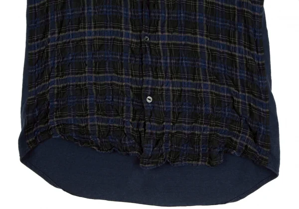 アンダーカバイズム UNDERCOVERISM バックローズプリント切替チェック長袖シャツ 紺深緑3 K-111833_012