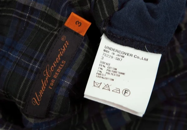 アンダーカバイズム UNDERCOVERISM バックローズプリント切替チェック長袖シャツ 紺深緑3 K-111833_015