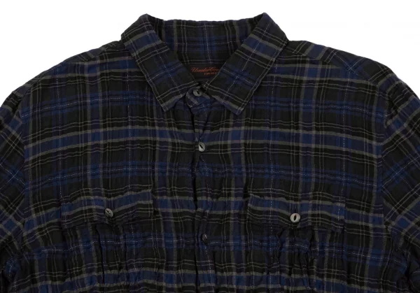 アンダーカバイズム UNDERCOVERISM バックローズプリント切替チェック長袖シャツ 紺深緑3 K-111833_006