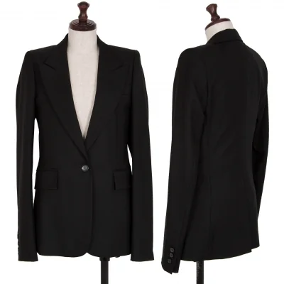 ヴェロニクブランキーノVERONIQUE BRANQUINHO ウール1Bピークドラペルジャケット 黒