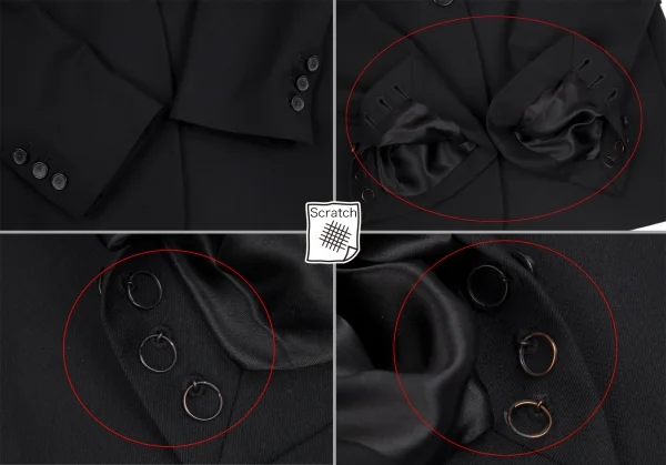 ヴェロニクブランキーノVERONIQUE BRANQUINHO ウール1Bピークドラペルジャケット 黒36 K-111846_008