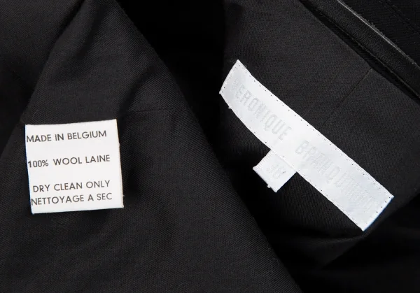 ヴェロニクブランキーノVERONIQUE BRANQUINHO ウール1Bピークドラペルセットアップスーツ 黒36 K-111848_012