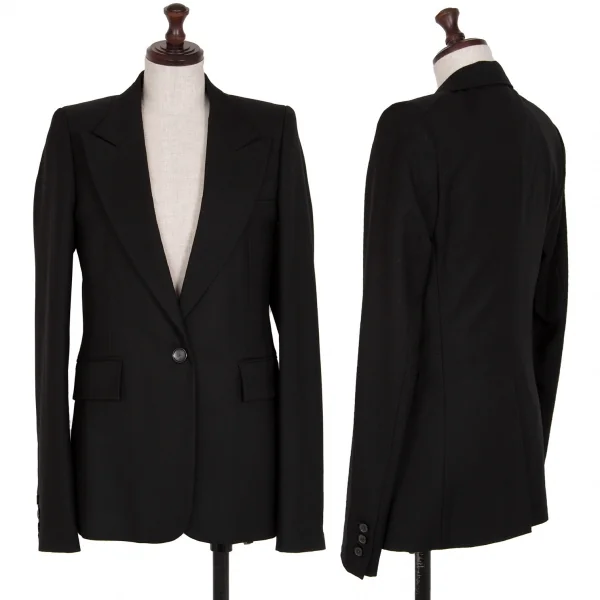 ヴェロニクブランキーノVERONIQUE BRANQUINHO ウール1Bピークドラペルセットアップスーツ 黒36 K-111848_002