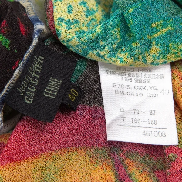 ジャンポールゴルチエ ファムJean Paul GAULTIER FEMME トロピカルプリントパワーネットTシャツ 赤緑黄他40 K-111855_015