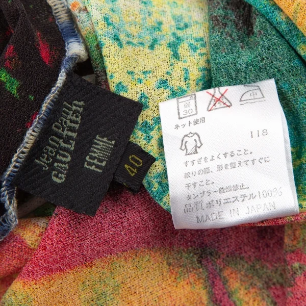 ジャンポールゴルチエ ファムJean Paul GAULTIER FEMME トロピカルプリントパワーネットTシャツ 赤緑黄他40 K-111855_016