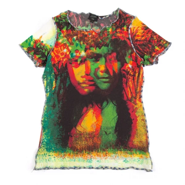 ジャンポールゴルチエ ファムJean Paul GAULTIER FEMME トロピカルプリントパワーネットTシャツ 赤緑黄他40 K-111855_002