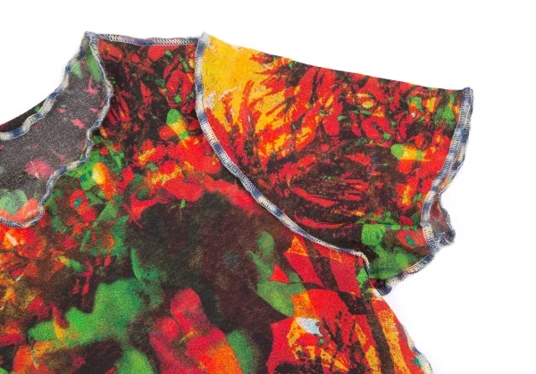 ジャンポールゴルチエ ファムJean Paul GAULTIER FEMME トロピカルプリントパワーネットTシャツ 赤緑黄他40 K-111855_005
