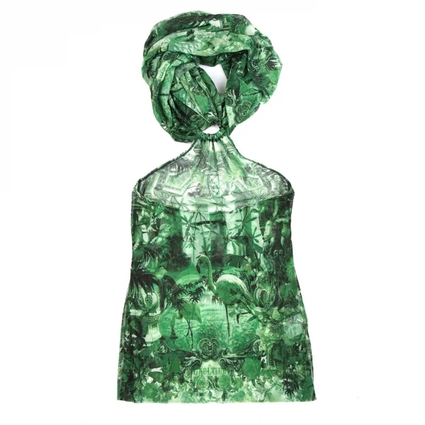 ジャンポールゴルチエ ファムJean Paul GAULTIER FEMME トロピカルゴシックプリントパワーネットホルターネックトップス 緑40 K-111856_012