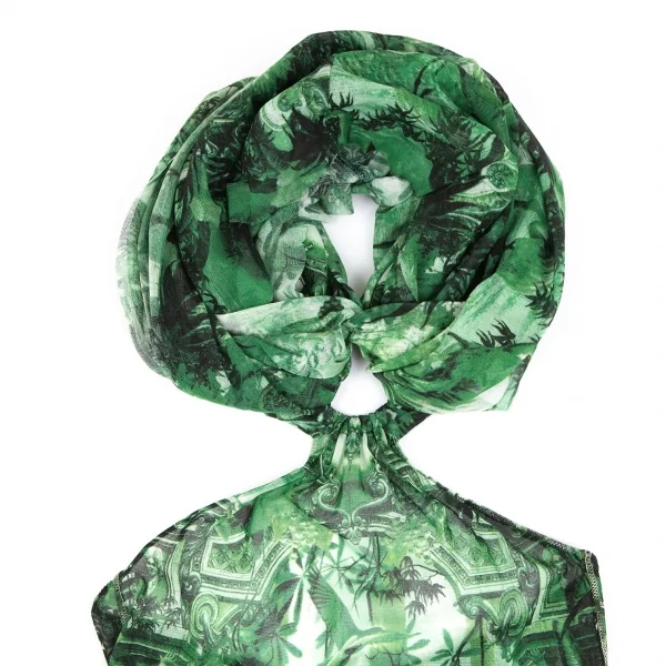 ジャンポールゴルチエ ファムJean Paul GAULTIER FEMME トロピカルゴシックプリントパワーネットホルターネックトップス 緑40 K-111856_003