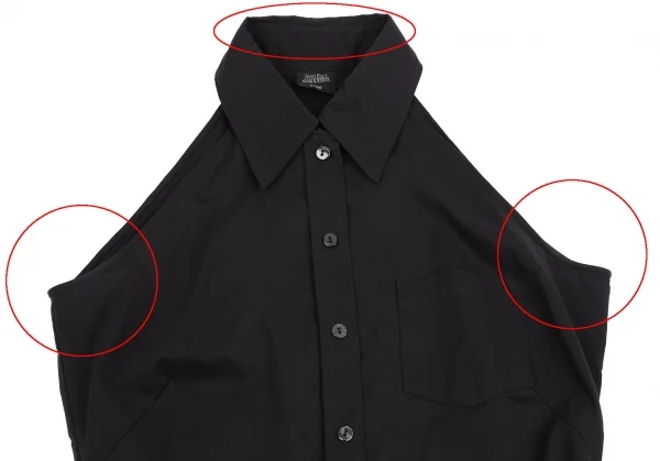 ジャンポールゴルチエ ファムJean Paul GAULTIER FEMME ネクタイスリーブストレッチノースリーブシャツ 黒マルチ40 K-111858_011