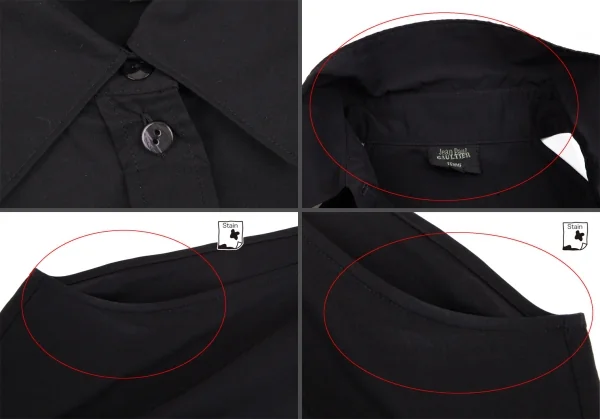 ジャンポールゴルチエ ファムJean Paul GAULTIER FEMME ネクタイスリーブストレッチノースリーブシャツ 黒マルチ40 K-111858_012