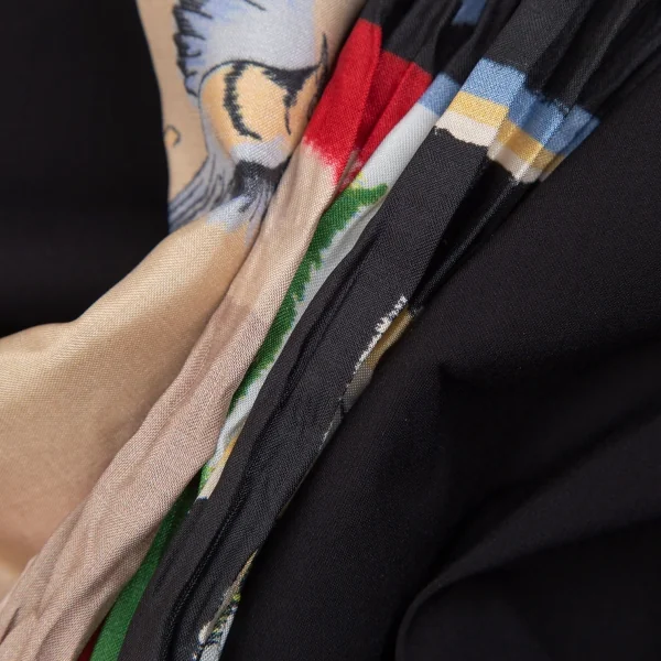 ジャンポールゴルチエ ファムJean Paul GAULTIER FEMME ネクタイスリーブストレッチノースリーブシャツ 黒マルチ40 K-111858_017