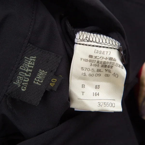 ジャンポールゴルチエ ファムJean Paul GAULTIER FEMME ネクタイスリーブストレッチノースリーブシャツ 黒マルチ40 K-111858_018