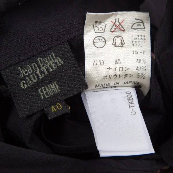 ジャンポールゴルチエ ファムJean Paul GAULTIER FEMME ネクタイスリーブストレッチノースリーブシャツ 黒マルチ40 K-111858_019