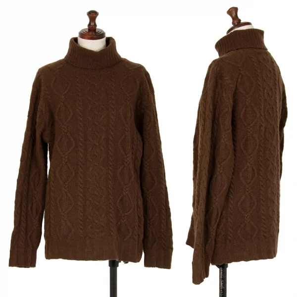 ケンゾーコンポジションKENZO Composition ウールタートルネックケーブルニットセーター 茶38 K-111861_001