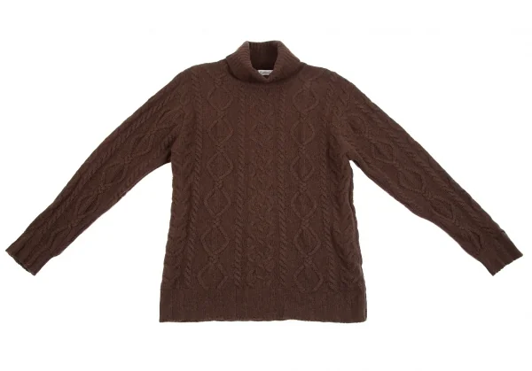 ケンゾーコンポジションKENZO Composition ウールタートルネックケーブルニットセーター 茶38 K-111861_002