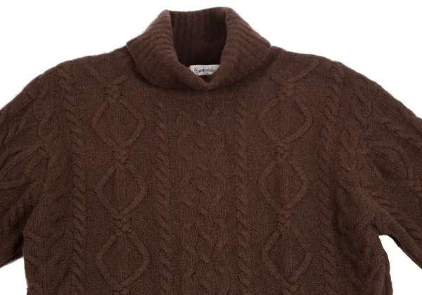 ケンゾーコンポジションKENZO Composition ウールタートルネックケーブルニットセーター 茶38 K-111861_003