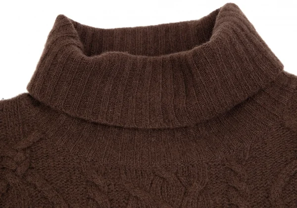 ケンゾーコンポジションKENZO Composition ウールタートルネックケーブルニットセーター 茶38 K-111861_004