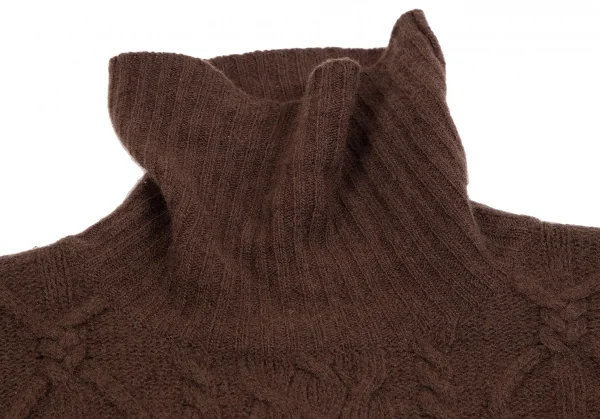 ケンゾーコンポジションKENZO Composition ウールタートルネックケーブルニットセーター 茶38 K-111861_005