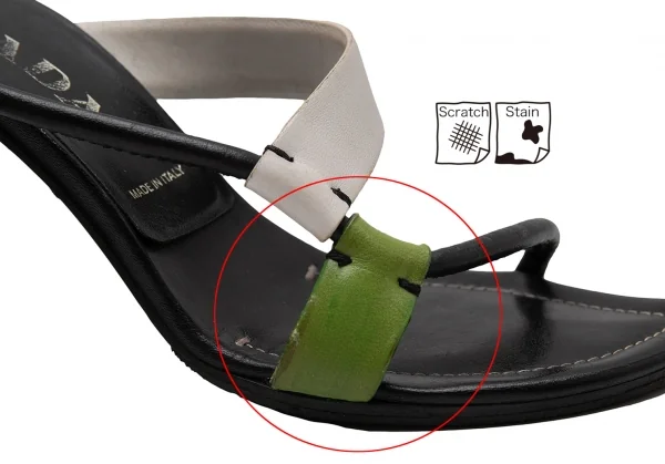 プラダPRADA 配色ストラップヒールサンダル 黒白緑35 1/2(23位) K-111869_011