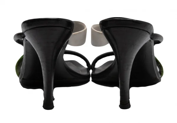 プラダPRADA 配色ストラップヒールサンダル 黒白緑35 1/2(23位) K-111869_012