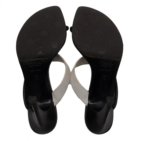 プラダPRADA 配色ストラップヒールサンダル 黒白緑35 1/2(23位) K-111869_016