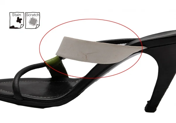 プラダPRADA 配色ストラップヒールサンダル 黒白緑35 1/2(23位) K-111869_008