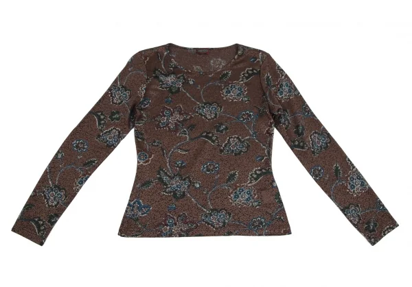 ケンゾーKENZO フラワージャガードカットソー 茶M位 K-111873_002