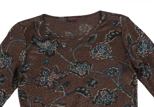 ケンゾーKENZO フラワージャガードカットソー 茶M位 K-111873_003