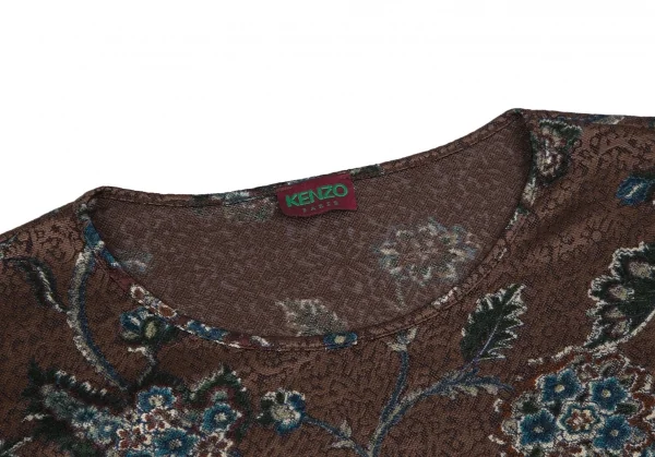 ケンゾーKENZO フラワージャガードカットソー 茶M位 K-111873_004