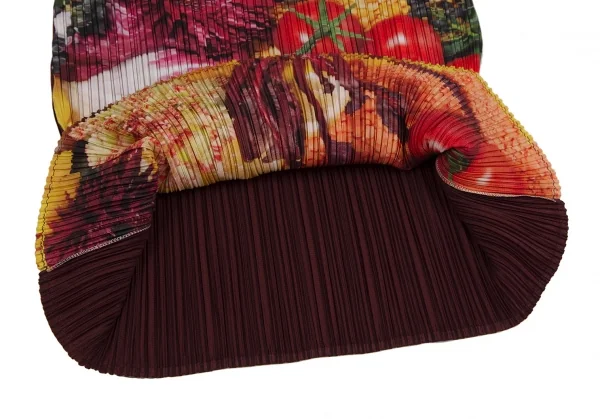 プリーツプリーズPLEATS PLEASE ベジタブルプリントプリーツノースリーブワンピース マルチ赤紫3 K-111888_009