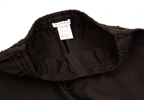 プリーツプリーズPLEATS PLEASE 超音波ピンキングカットイージーパンツ 焦げ茶3 K-111894_004