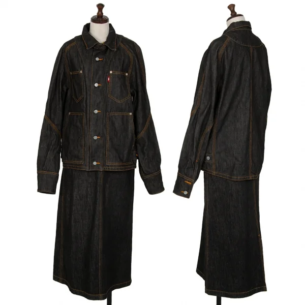 ファイナルホームFINAL HOME パッチポケットデニムジャケットセットアップ 黒M・XS K-111907_001